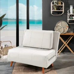 Shift poltrona letto in pelle sintetica bianca l100 p85/180 cm