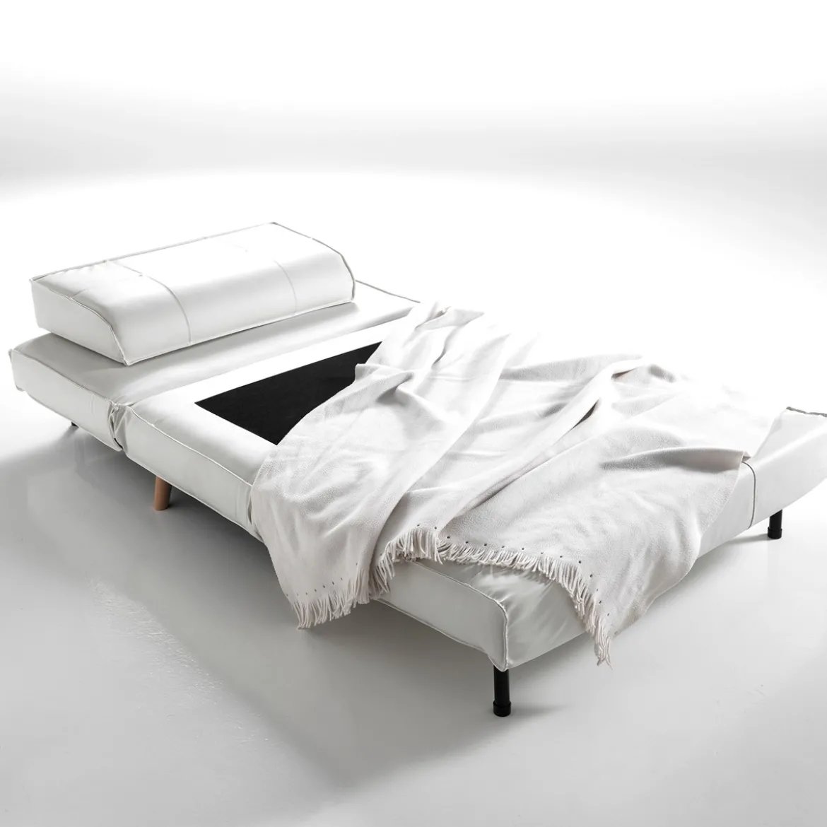 Shift poltrona letto in pelle sintetica bianca l100 p85/180 cm