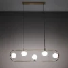 Show lampadario in acciaio ottone opaco e vetro bianco opaco 86x9.5xh22 cm