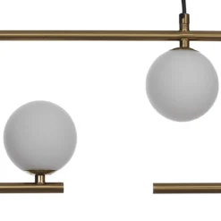 Show lampadario in acciaio ottone opaco e vetro bianco opaco 86x9.5xh22 cm