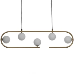 Show lampadario in acciaio ottone opaco e vetro bianco opaco 86x9.5xh22 cm