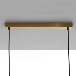 Show lampadario in acciaio ottone opaco e vetro bianco opaco 86x9.5xh22 cm