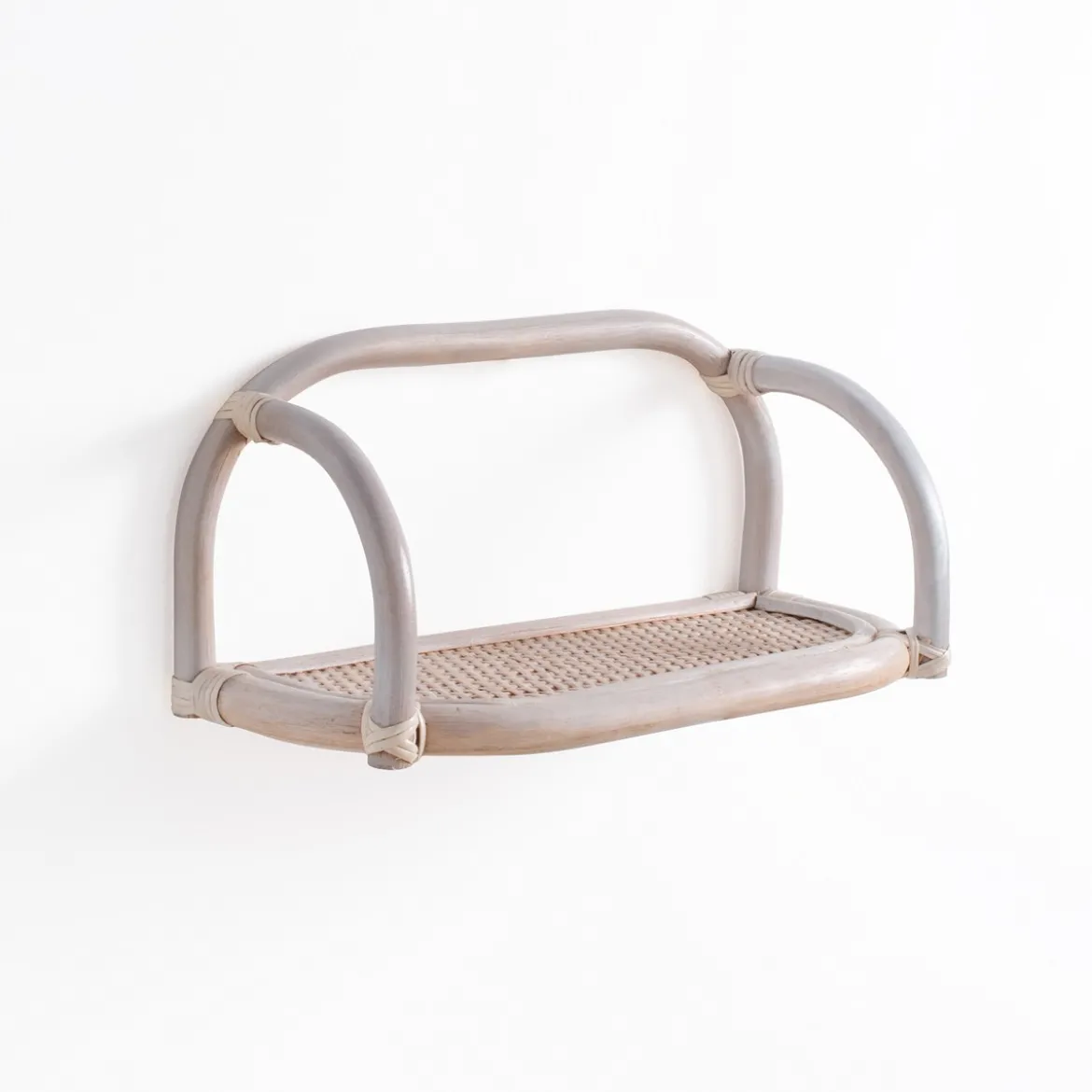Single alka mensola da parete 1 ripiano hanna single in rattan sbiancato 43x20xh20 cm