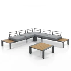 Skorpios salotto interno e esterno in alluminio antracite opaco cuscini di grigio 244x244xh80 cm