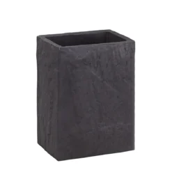 Slate bicchiere portaspazzolini in resina effetto cemento nero 7.5x5xh10 cm
