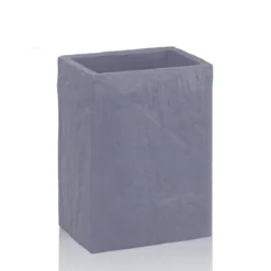 Slate grey bicchiere portaspazzolini in resina effetto cemento grigio 7.5x5 h10 cm