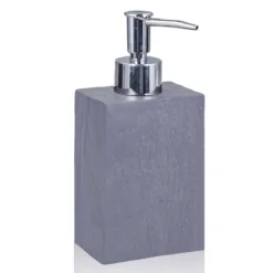 Slate grey dispenser portasapone in resina effetto cemento grigio 7.5x5 h10/17 cm