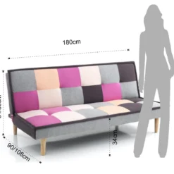 Smart-b divano letto in tessuto multi-colore l180 p90 h80