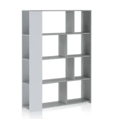 Smart varsavia libreria finitura larice bianco e grigio cemento 129x33xh174 cm