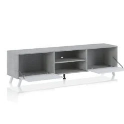 Smart varsavia porta tv 2 ante a ribalta finitura larice bianco e grigio cemento 180x40xh49 cm