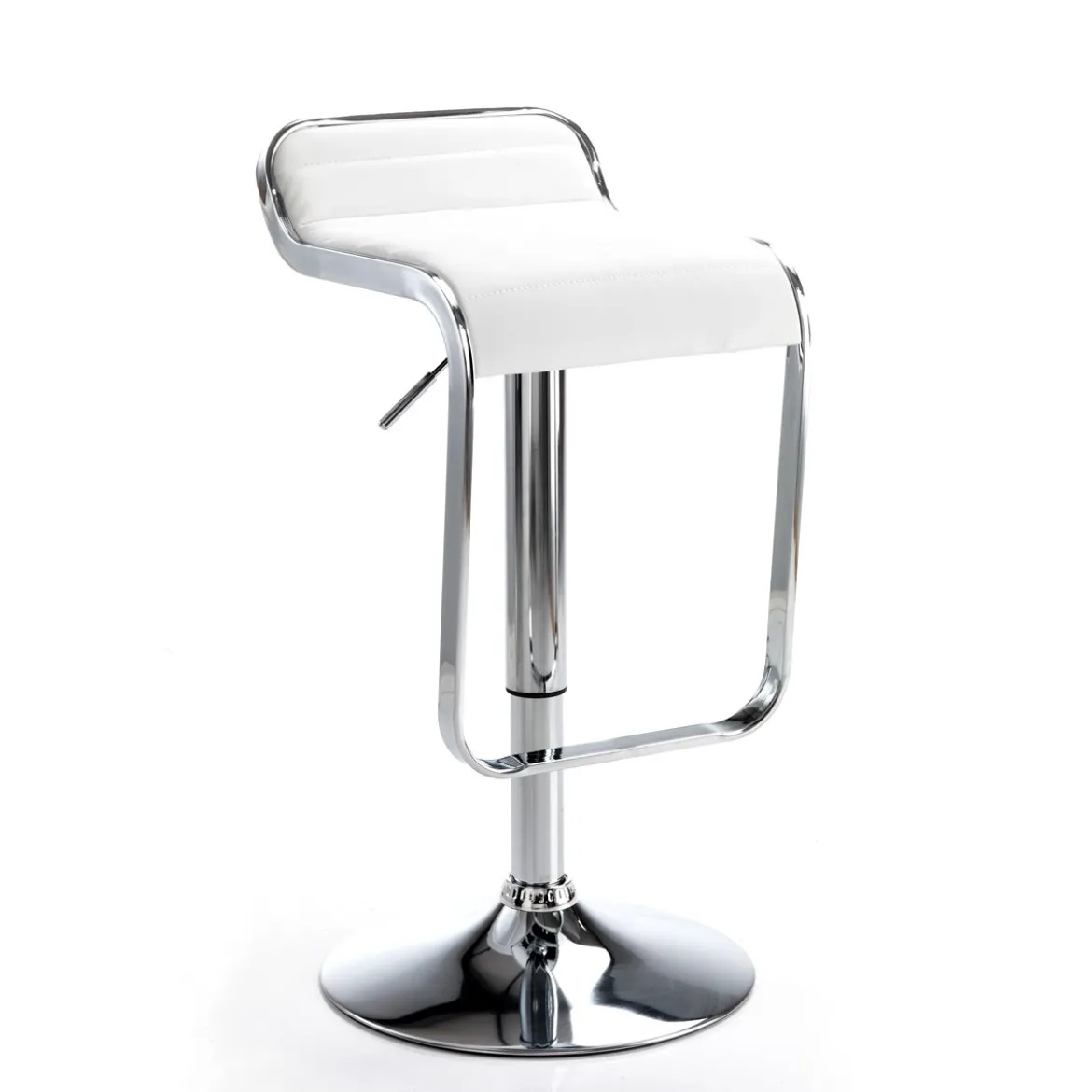 Snppy white sgabello regolabile bar in pelle sintetica bianco e metallo cromato 35.5x44xh67-87 cm