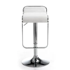 Snppy white sgabello regolabile bar in pelle sintetica bianco e metallo cromato 35.5x44xh67-87 cm