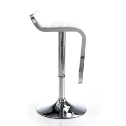 Snppy white sgabello regolabile bar in pelle sintetica bianco e metallo cromato 35.5x44xh67-87 cm
