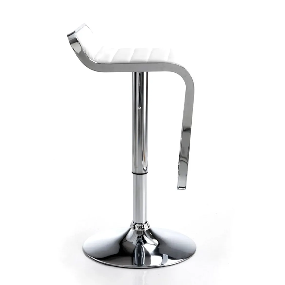 Snppy white sgabello regolabile bar in pelle sintetica bianco e metallo cromato 35.5x44xh67-87 cm