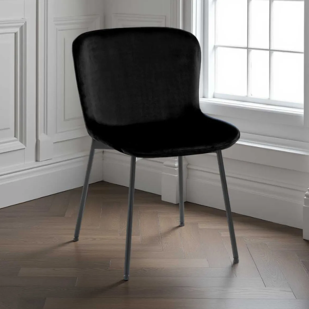 Snug velvet black sedia velluto neros truttura metallo nero opaco cm h80 l50 p60