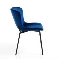 Snug velvet blue sedia velluto blu struttura metallo nero opaco cm h80 l50 p60