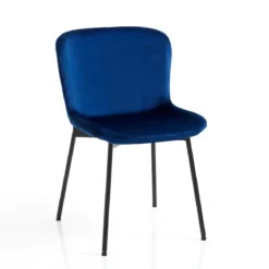 Snug velvet blue sedia velluto blu struttura metallo nero opaco cm h80 l50 p60