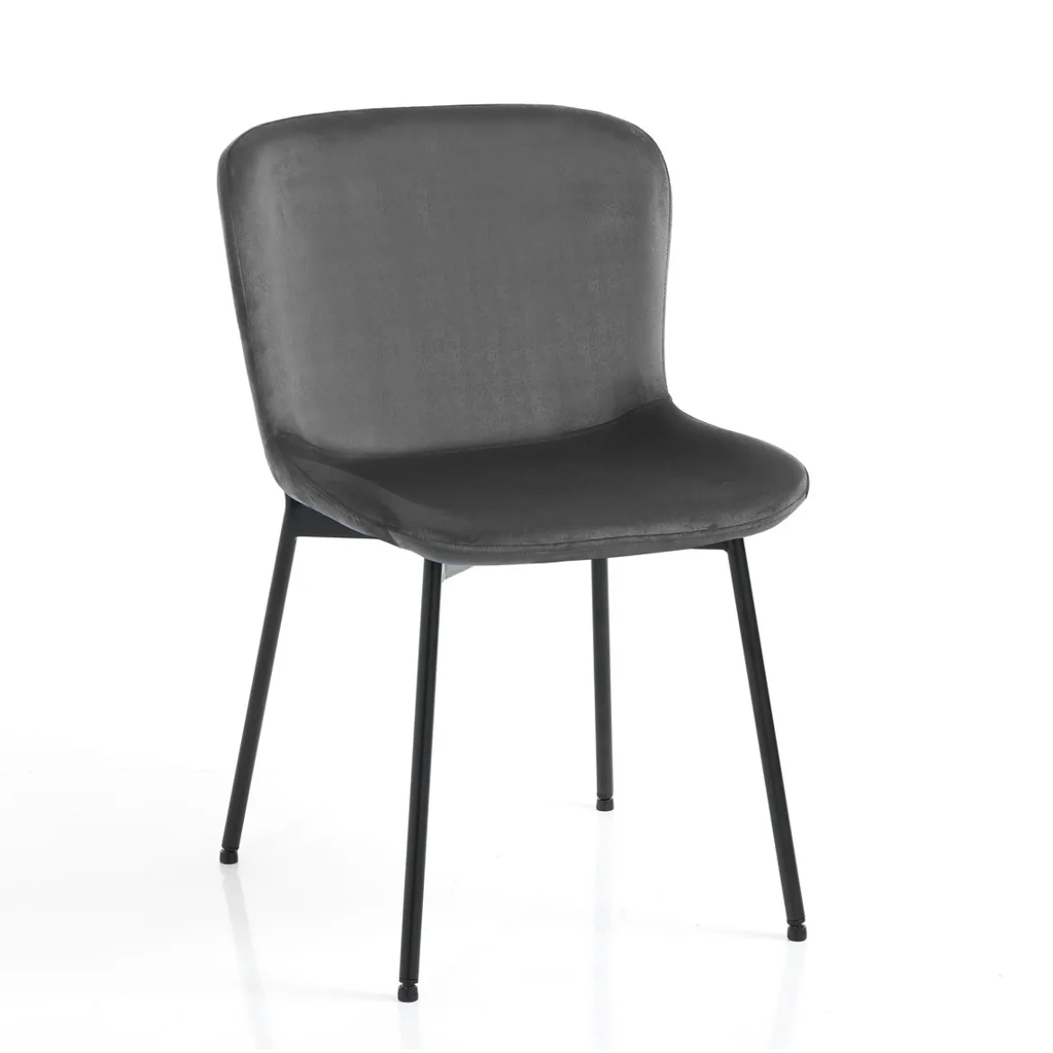 Snug velvet grey sedia velluto grigio struttura metallo nero opaco cm h80 l50 p60