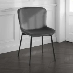 Snug velvet grey sedia velluto grigio struttura metallo nero opaco cm h80 l50 p60