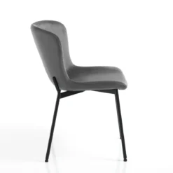 Snug velvet grey sedia velluto grigio struttura metallo nero opaco cm h80 l50 p60