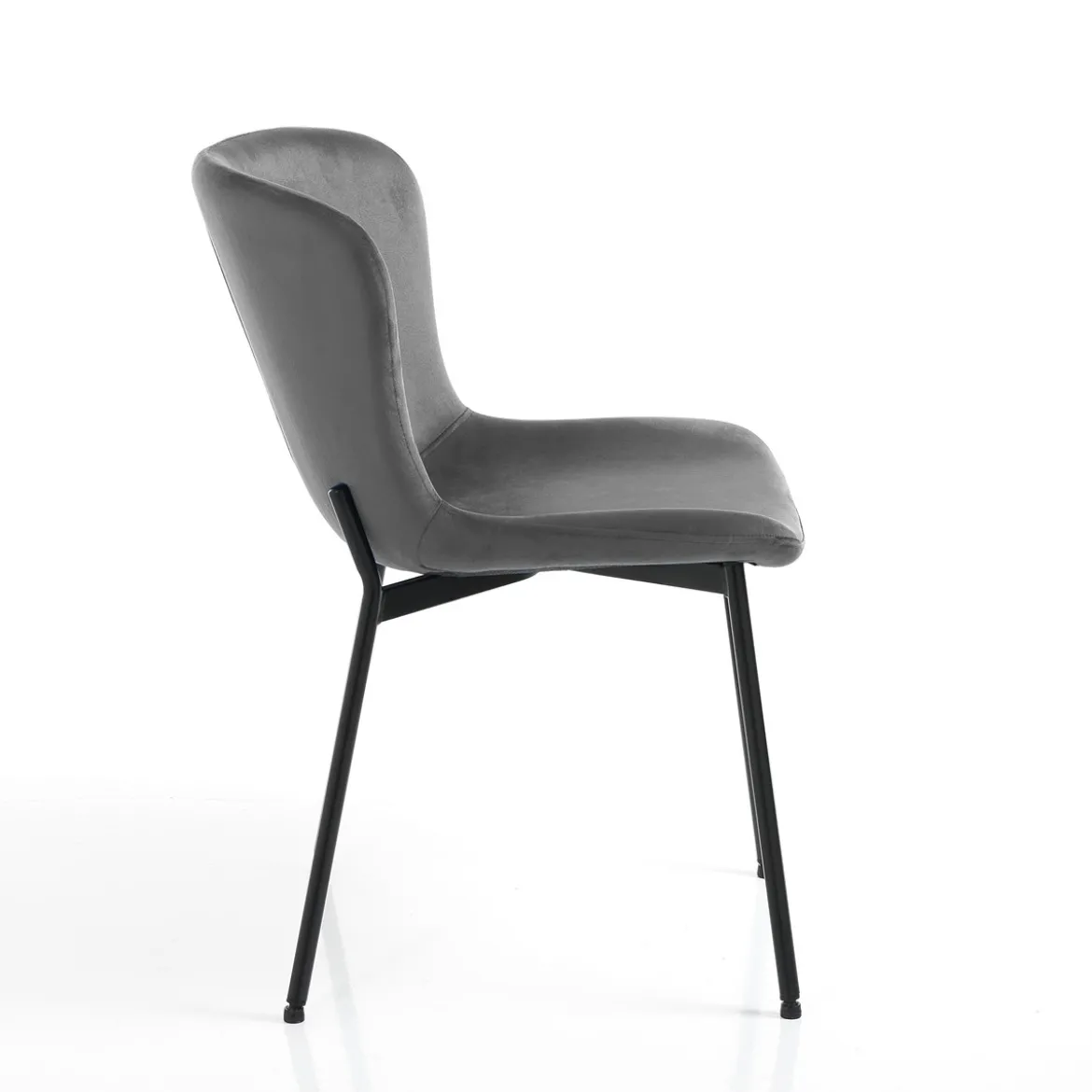 Snug velvet grey sedia velluto grigio struttura metallo nero opaco cm h80 l50 p60
