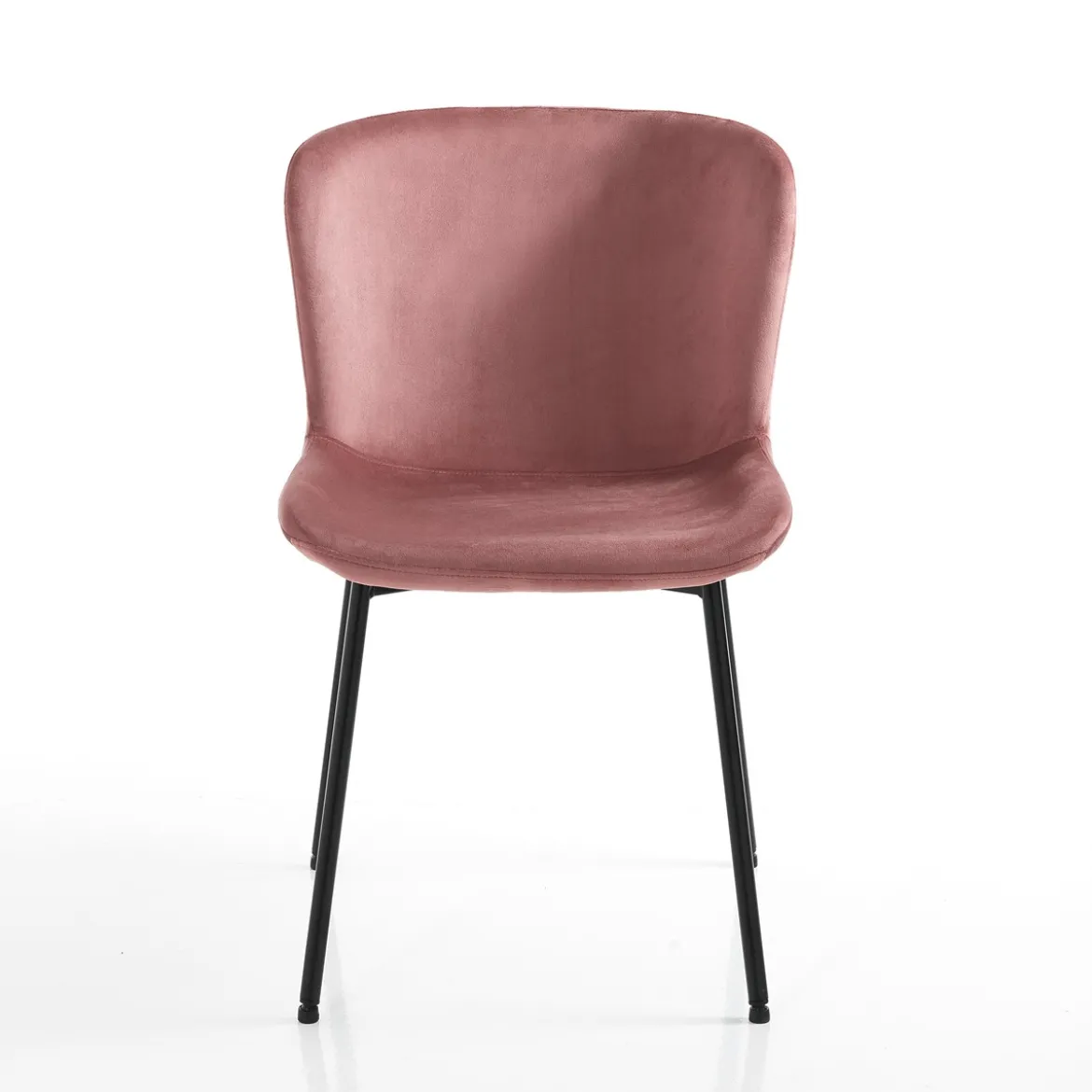 Snug velvet pink sedia velluto rosa cipria struttura metallo nero opaco cm h80 l50 p60