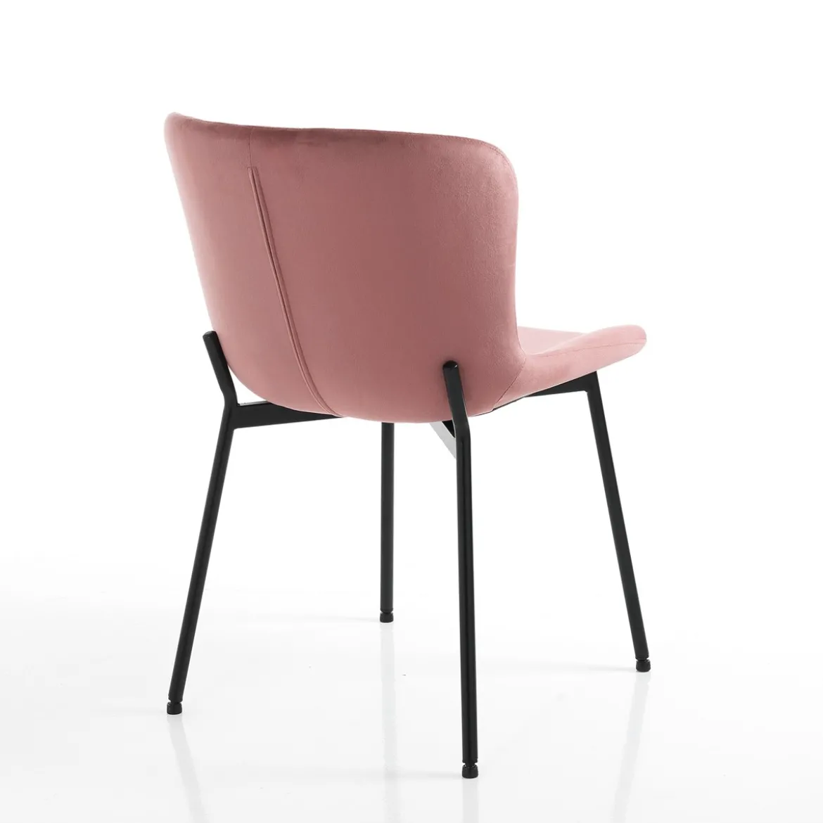 Snug velvet pink sedia velluto rosa cipria struttura metallo nero opaco cm h80 l50 p60