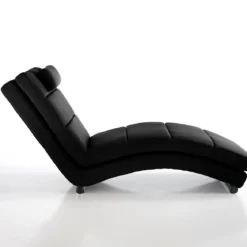 Sofia black chaise longue in pelle sintetica nera cm h85 l62 p172