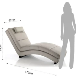 Sofia taupe chaise longue pelle sintetica tortora h85 l62 p172 cm
