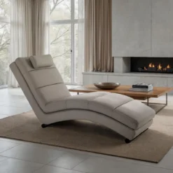 Sofia taupe chaise longue pelle sintetica tortora h85 l62 p172 cm