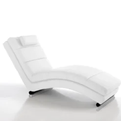 Sofia white chaise longue in pelle sintetica bianca h85 l62 p172 cm