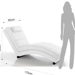 Sofia white chaise longue in pelle sintetica bianca h85 l62 p172 cm