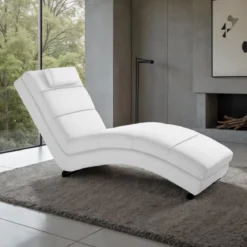 Sofia white chaise longue in pelle sintetica bianca h85 l62 p172 cm