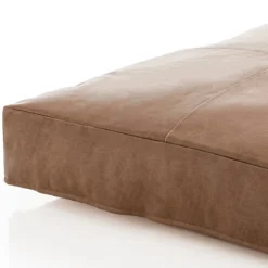 Soko pouf quadrato in pelle sintetica marrone effetto invecchiato 45x45xh12 cm