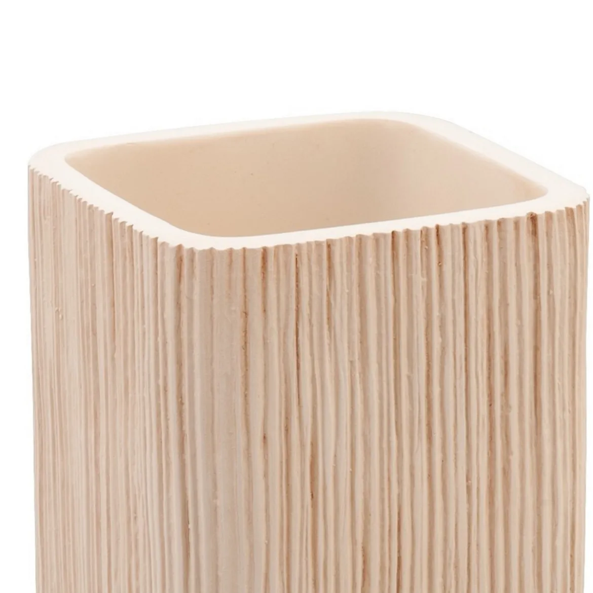 Spa bicchiere portaspazzolini in ceramica effetto legno 6.5x6.5 h11 cm