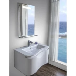 Specchiera con luce led e mensola integrata l52 p12 h75 cm