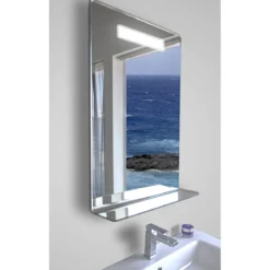 Specchiera con luce led e mensola integrata l52 p12 h75 cm