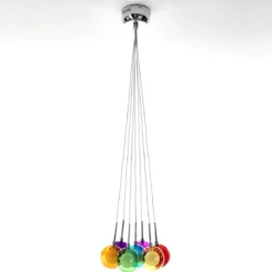 Spheres color lampadario 7 luci con sfere in vetro colorato h110 d32 cm