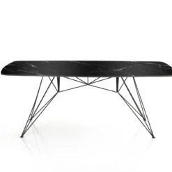 Spillo Black Marble Tavolo Scrivania struttura Metallo Nero Opaco piano Ceramica effetto Marmo Nero Lucido, h 77 x 180 x 90 cm
