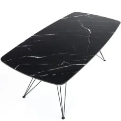Spillo Black Marble Tavolo Scrivania struttura Metallo Nero Opaco piano Ceramica effetto Marmo Nero Lucido, h 77 x 180 x 90 cm