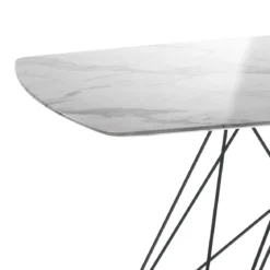 Spillo Marble Tavolo Scrivania finitura Marmo Calacatta e gambe in Metallo Nero Opaco, 200 x 100 x h 77 cm