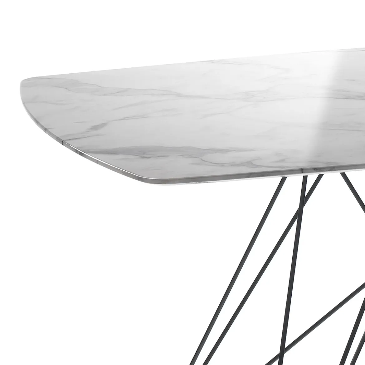 Spillo Marble Tavolo Scrivania finitura Marmo Calacatta e gambe in Metallo Nero Opaco, 200 x 100 x h 77 cm