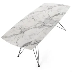Spillo Marble Tavolo Scrivania finitura Marmo Calacatta e gambe in Metallo Nero Opaco, 200 x 100 x h 77 cm