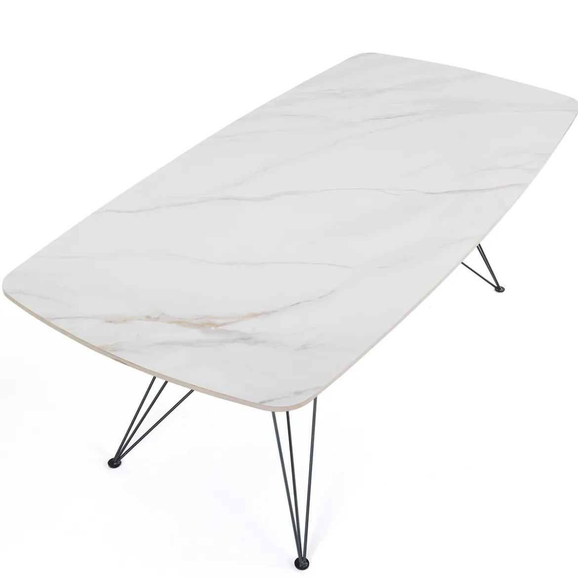Spillo Onice Marble Tavolo Scrivania struttura Metallo Nero piano Ceramica effetto Marmo Onice Bianco Caldo, h 77 x 180 x 90 cm