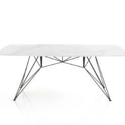 Spillo White Marble Tavolo Scrivania struttura Metallo Nero piano Ceramica effetto Marmo Calacatta Bianco, h 77 x 180 x 90 cm