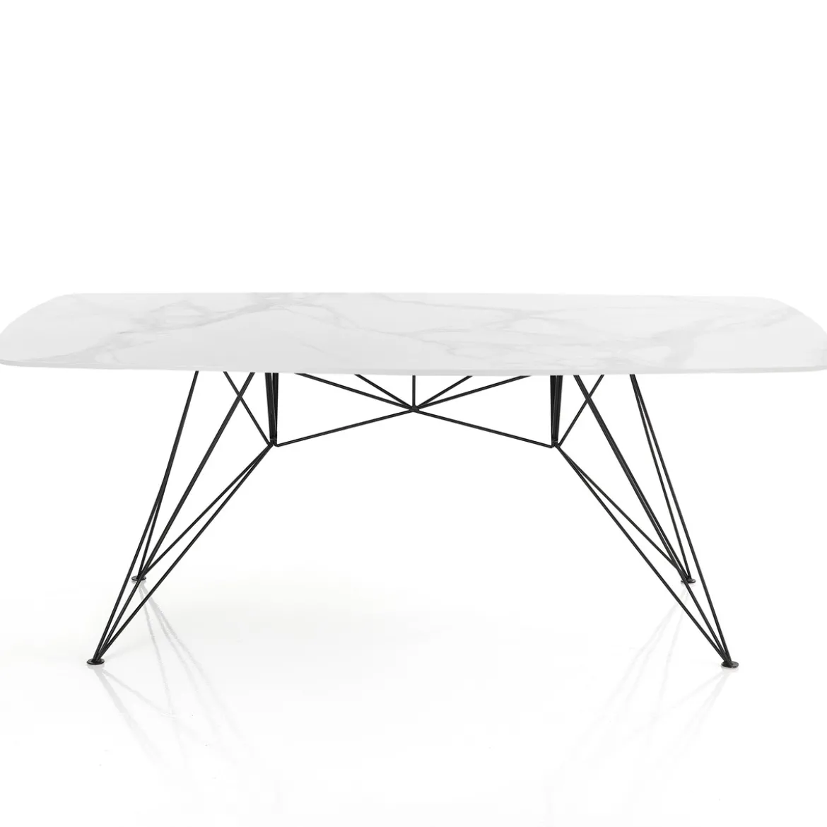 Spillo White Marble Tavolo Scrivania struttura Metallo Nero piano Ceramica effetto Marmo Calacatta Bianco, h 77 x 180 x 90 cm