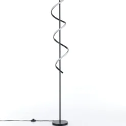 Spring lampada da terra a led in allumino nero opaco policarbonato bianco opaco cm h157 d20 lumen 2898