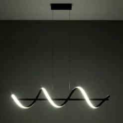 Spring lampadario a led in allumino nero opaco policarbonato bianco opaco cm h150 l92 p20 lumen 2898