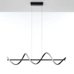 Spring lampadario a led in allumino nero opaco policarbonato bianco opaco cm h150 l92 p20 lumen 2898