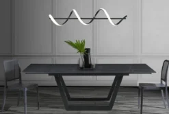Spring lampadario a led in allumino nero opaco policarbonato bianco opaco cm h150 l92 p20 lumen 2898